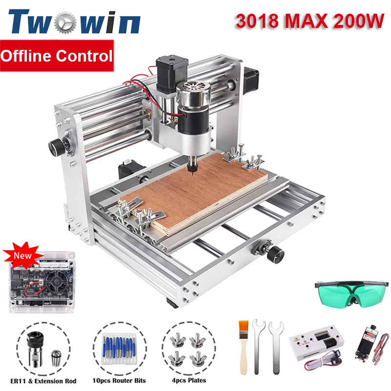 CNC 3018 Max Engraving Machine With 200w Spindle GRBL Control 3 Axis PCB Milling Machine 15W Laser Engraver CNC Wood Router