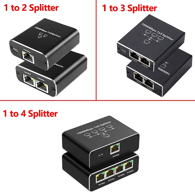 기가비트 1000Mbps RJ45 분배기 1 ~ 2 3 4 이더넷 어댑터 Lan 커넥터 스위치 커플러 PC 노트북 TV 박스 라우터 디지털 TV