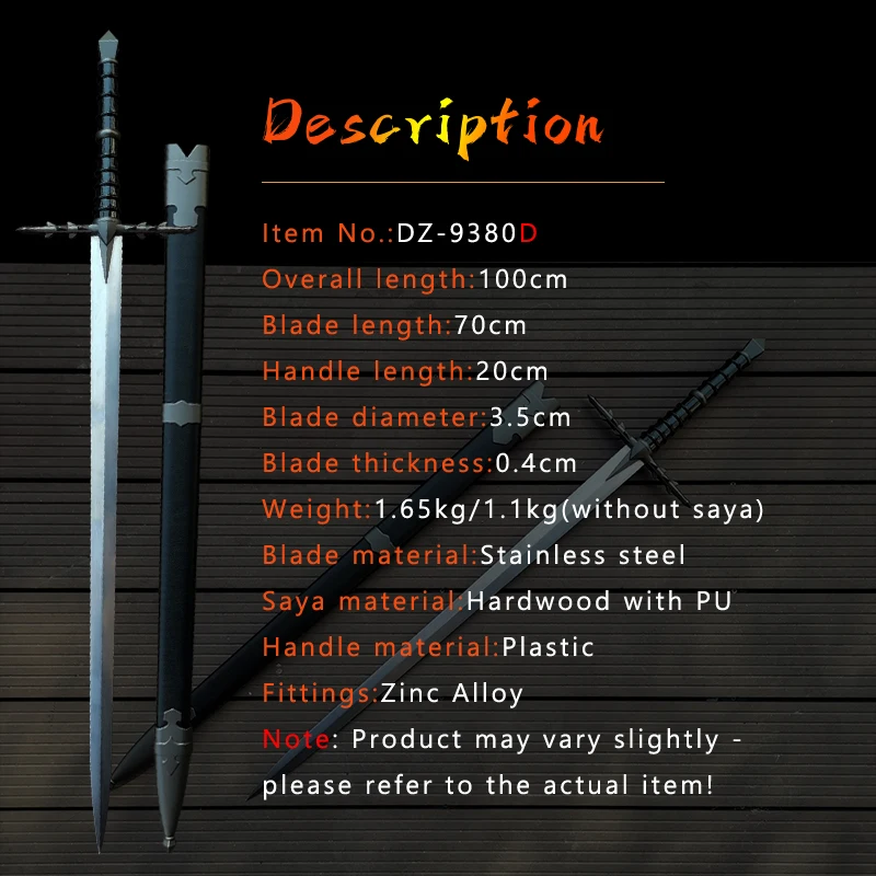 Nazgul Sword,Ringwraith Sword,Famous Game Replica Cosplay Prop,Stainless Steel,Dark Grey Fitting,Medieval Long Sword,Non Sharp