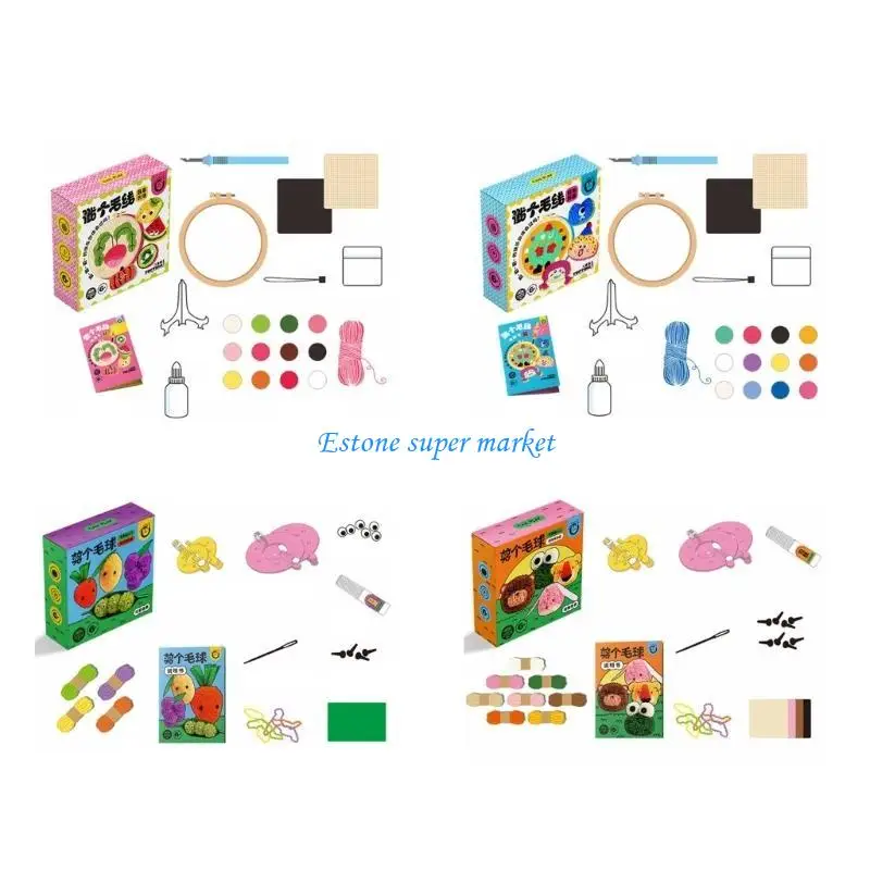 090B Naald Borduren Starter Pompoms voor Kinderen en Volwassenen Beginner Pluis Pom Pom DIY Gereedschap Grappige