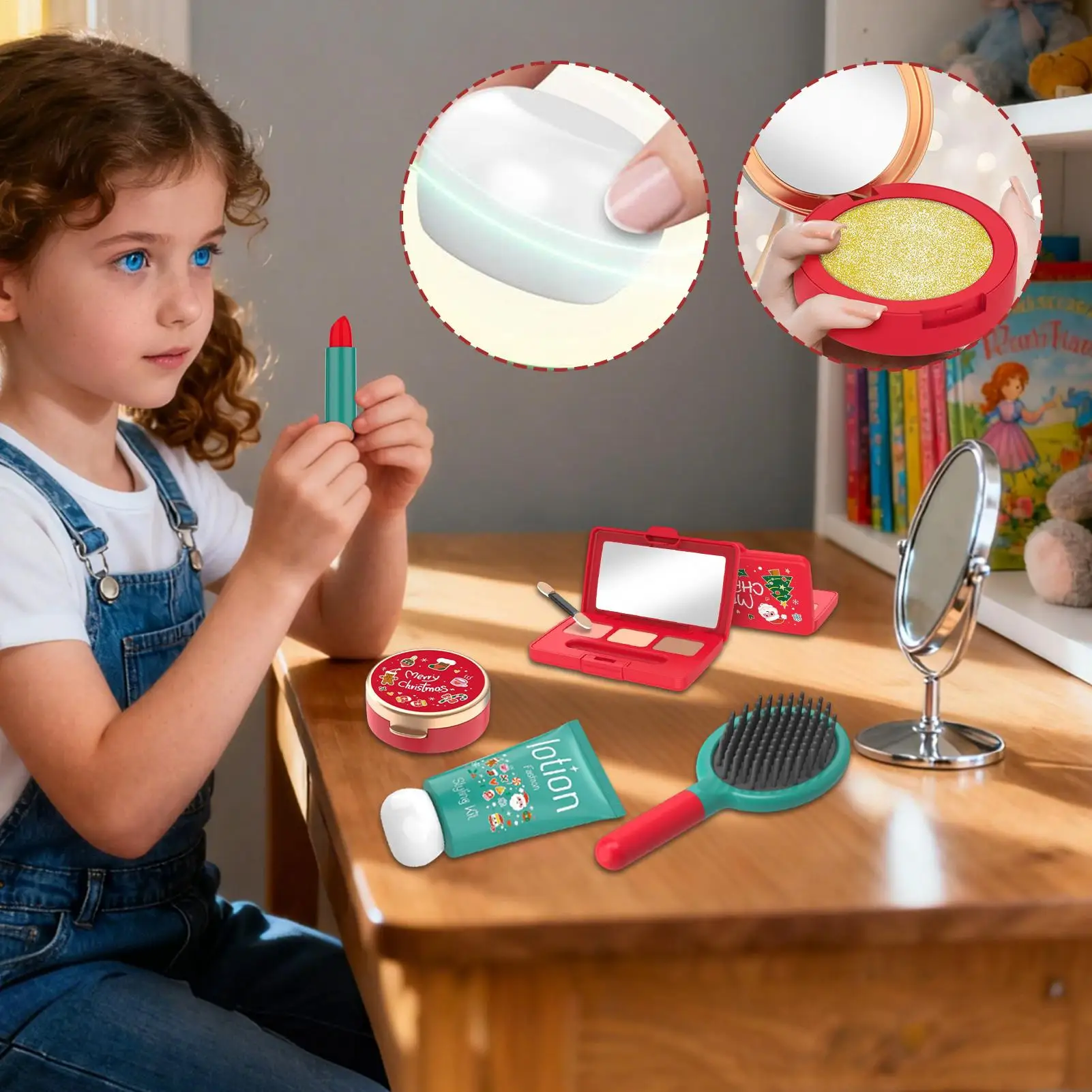 

Toddler Pretend Makeup Kit Christmas Girls Toy Fake Cosmetic Set Realistic Toddler Pretend Play Makeup Kit For Birthday