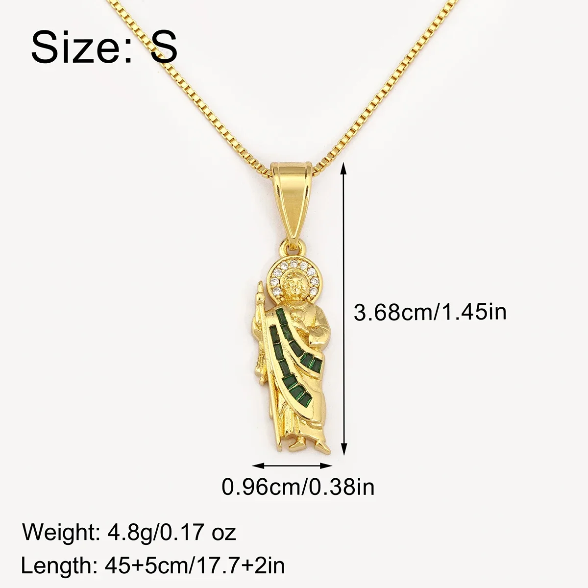 Nidin New Arrival Saint St Jude Thaddeus Pendant Necklace For Women Men Shine Zircon S/M/L Sizes Choice Choker Copper Jewelry