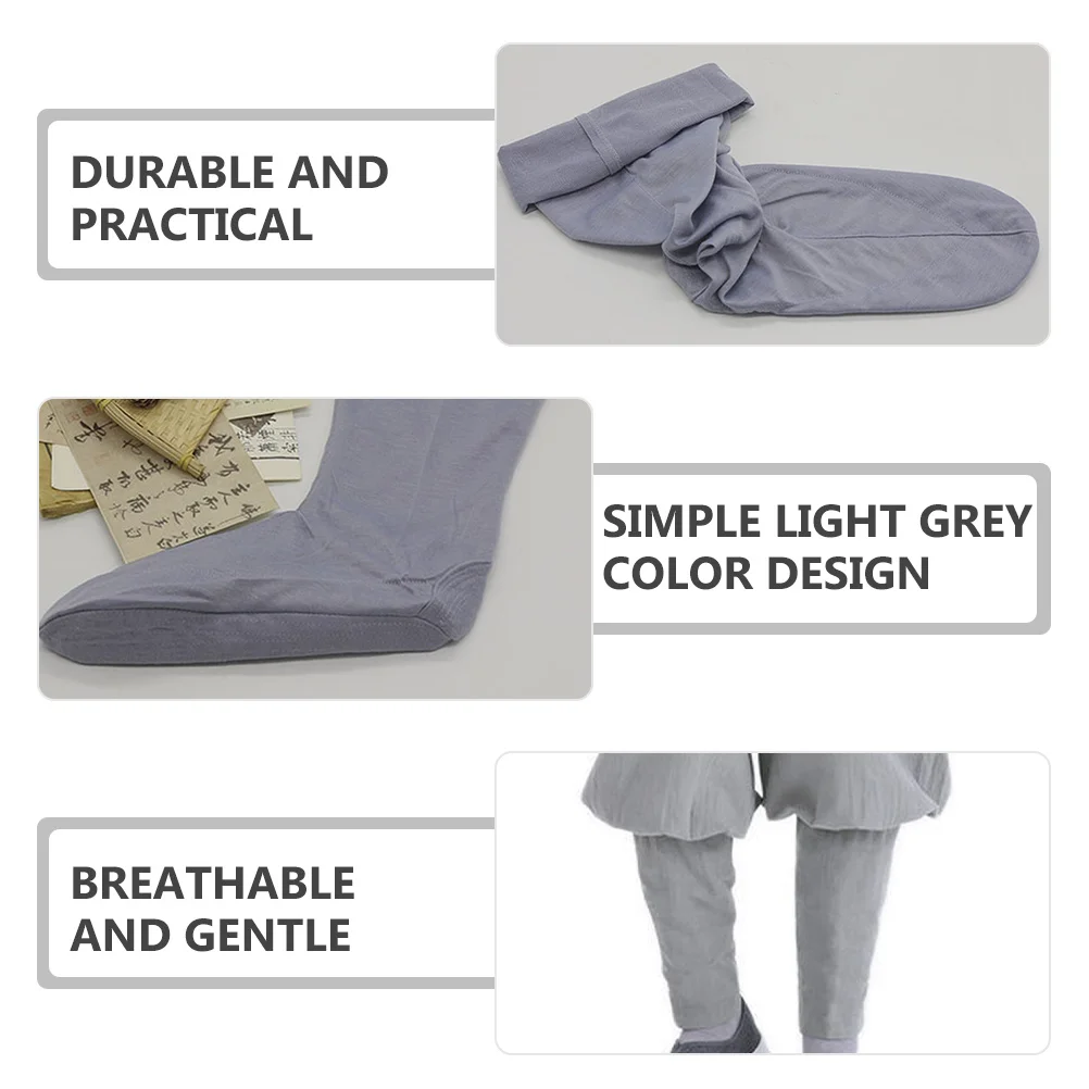 1 par meias de monge meias de algodão respirável confortável todas as estações meias monge budista simples design cinza claro