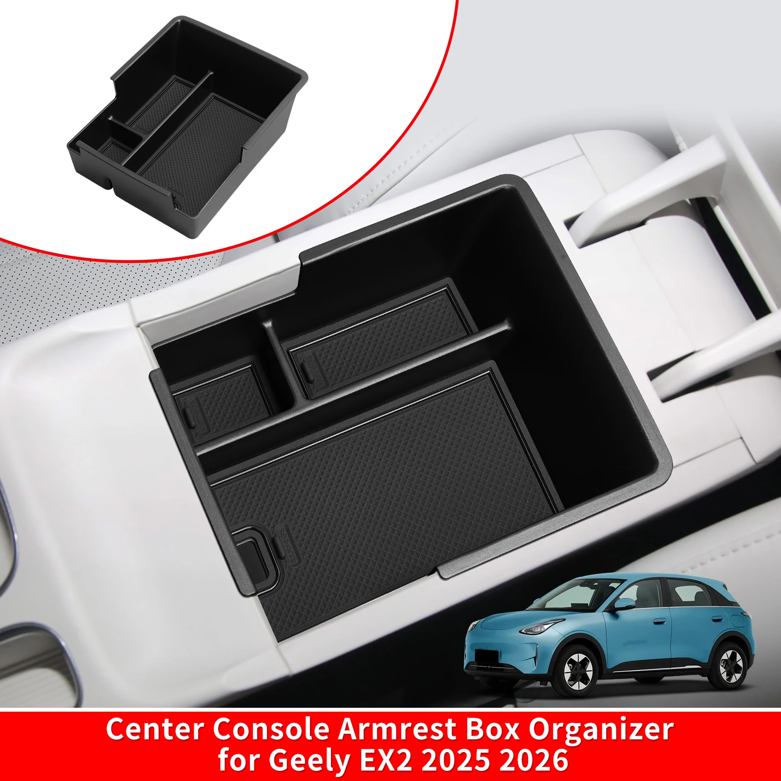 LUCKEASY für Geely EX2 2025 2026 Auto-Aufbewahrungsbox Innenraum-Zubehör Mittelkonsole Armlehnenbox Aufbewahrungsorganizer Ordnungsbox – Detail 9