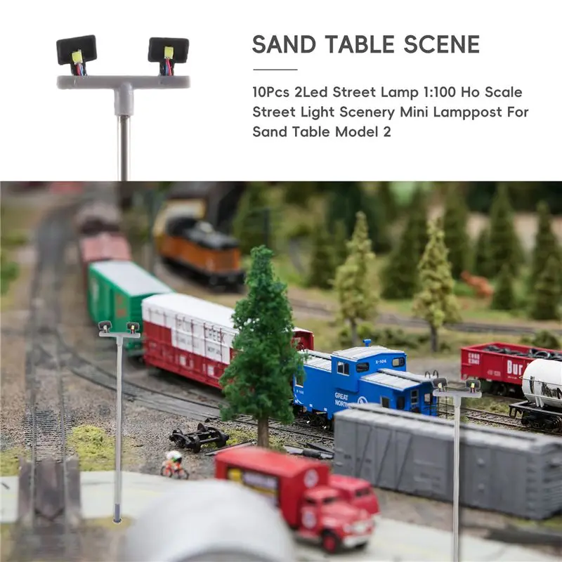 A98Z 10Pcs 2Led Street Lamp 1:100 Ho Scale Street Light Scenery Mini Lamppost For Sand Table Model 2