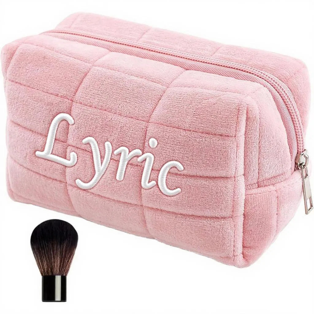 Custom Embroidered Name Plush Makeup Storage Bag - Soft Portable Travel Toiletry Wash Bag Perfect For Birthday Gifts & Daily Use