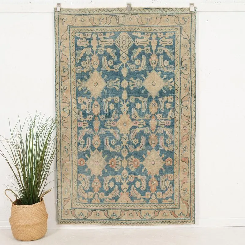 VIKAMA Vintage Turkish Tribal Tapestry Ethnic Geometric Wall Hanging Linen Art Aesthetic Living Room Decor