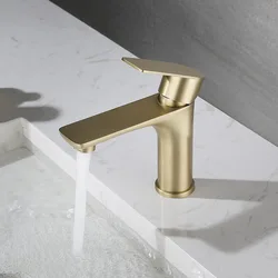 Bathroom Water Faucet Taps Cold and Hot Stainless Steel Single Hole Wash Basin Faucets Mixer Torneira Cascata Dourada