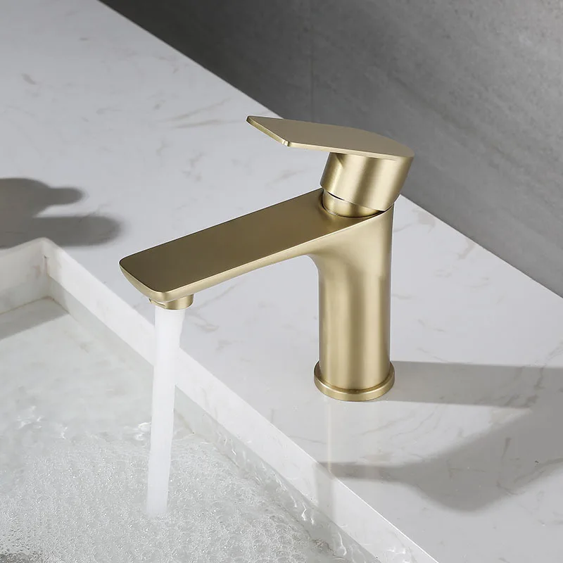 Bathroom Water Faucet Taps Cold and Hot Stainless Steel Single Hole Wash Basin Faucets Mixer Torneira Cascata Dourada
