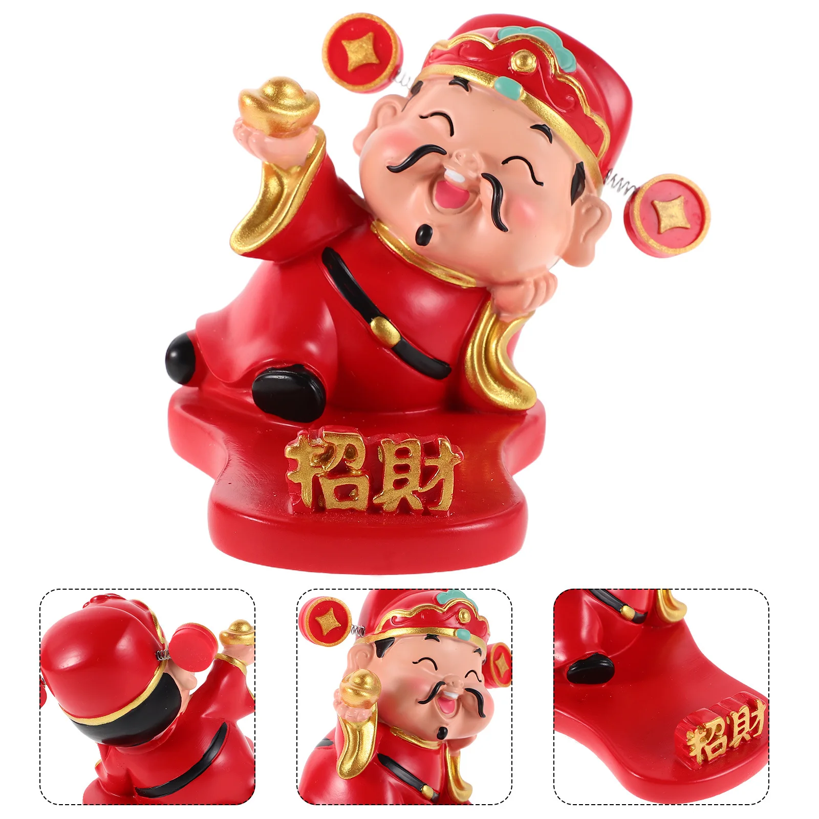 

Mini Resin Statue Fengshui God of Wealth Car Dashboard Ornament Phone Stand Creative Desktop Wealth Attracting Sculpture