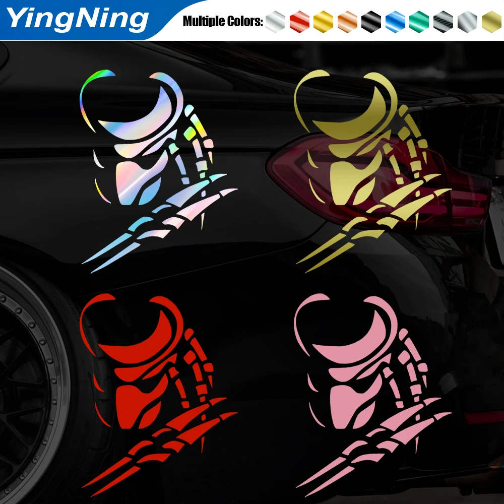 

Predator Helmet with Claw Car Stickers Alien Predator Vinyl Decals for Laptop Car Body Scratch Cover Waterproof Cool Auto Decor