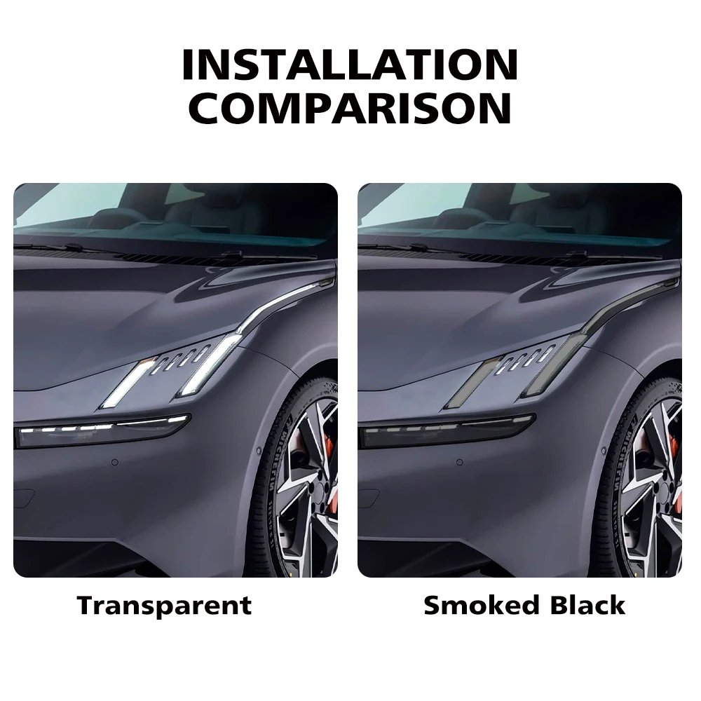 For LYNK & CO Z10 2024-2026 Smoke Black High-Gloss Pre-Cut TPU Headlight Protective Film PPF Anti-Scratch Vinyl Wrap Cover Kit
