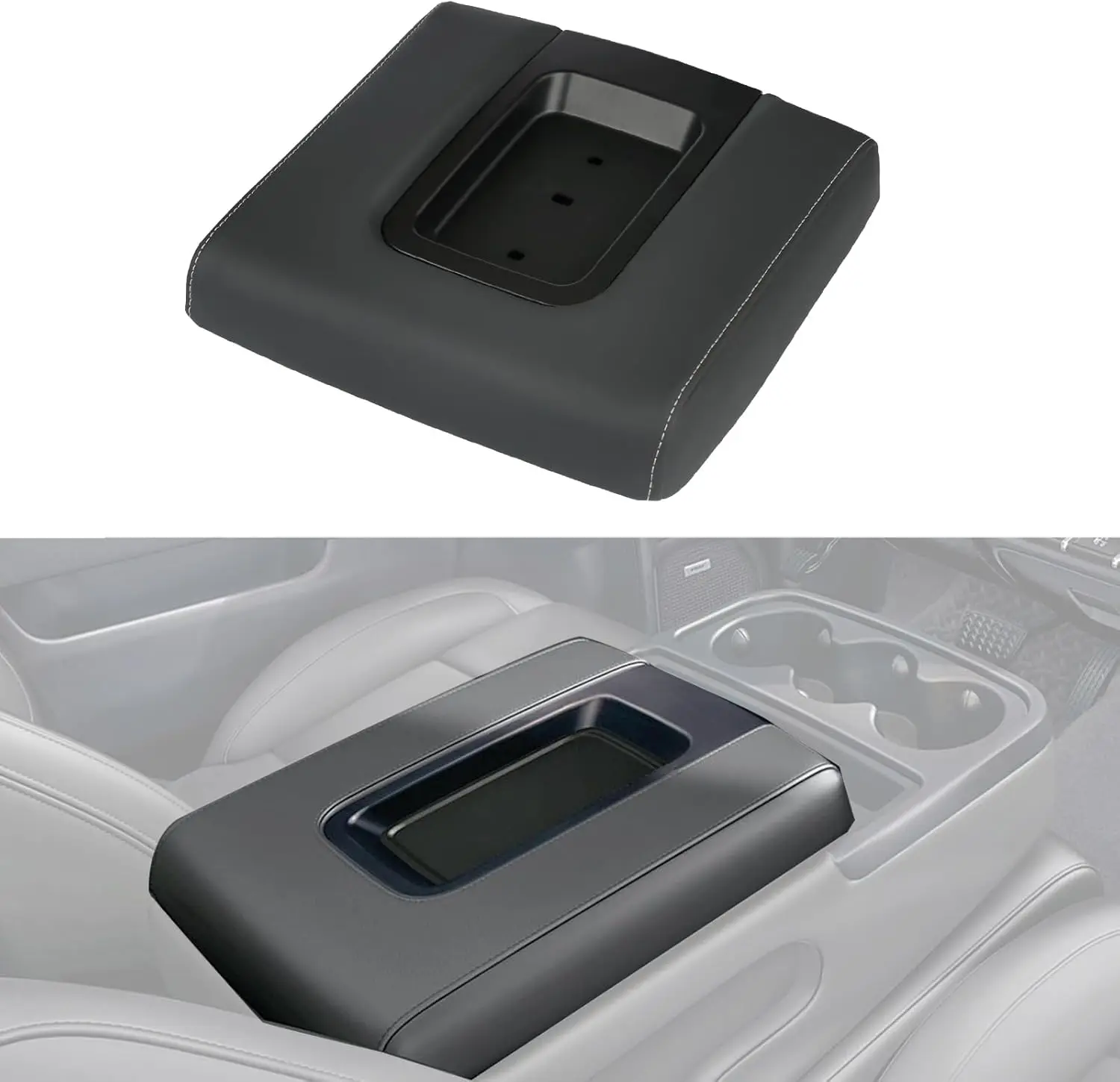 

22881398 Крышка подлокотника передней центральной консоли, среднее сиденье, черная кожа, совместимая с Chevrolet Tahoe Silverado 1500 2500 3500 HD