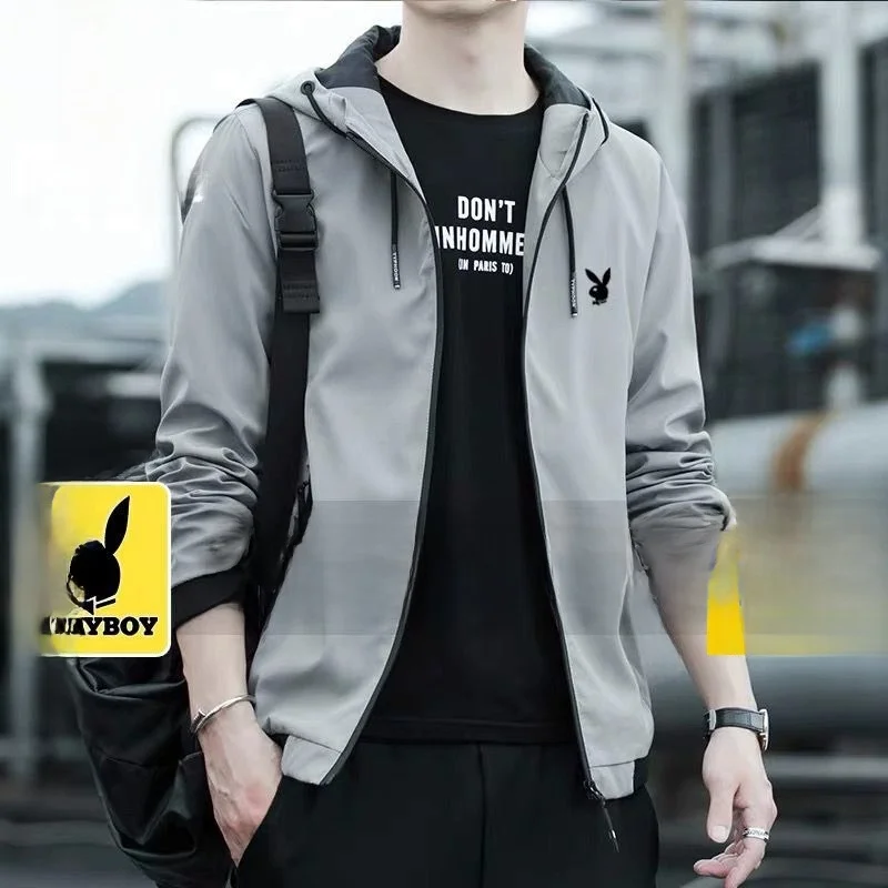 

Men's Hooded Jaet Thin but Thiened Spring Autumn Casual Outerwear Faionable Urban Sle Polyester Long Sve Z...