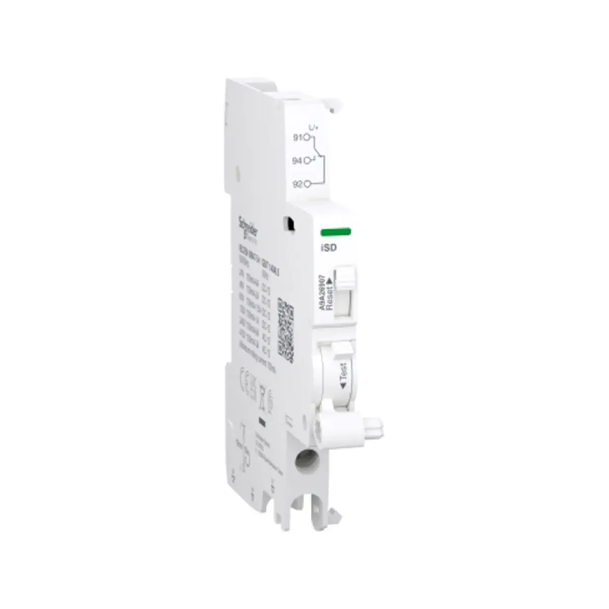 A9A26907 Auxiliary contact, Acti9 A9A, iSD, 1 C/O, 100mA to 6A, 24VAC to 415VAC, 24VDC to 130VDC, bottom connection