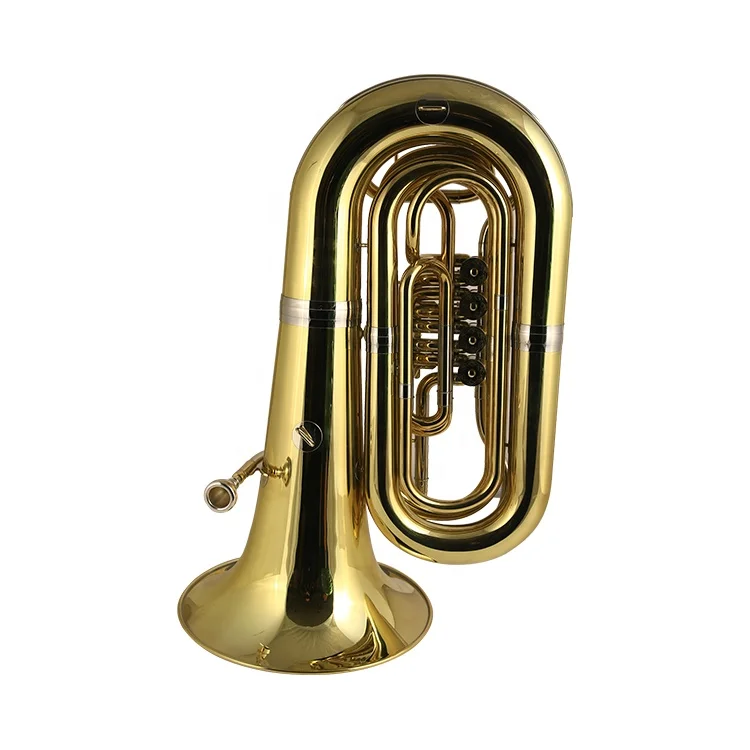 4 Rotary Valves Yellow Brass Bell Tuba Instrument 4 Rotary Bb tone tuba