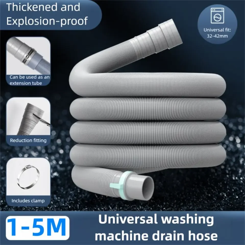 1 meter 3 meters 5 meters EVA flexible drain hose for washing machines and dishwashers compatible with standard discharge fittin