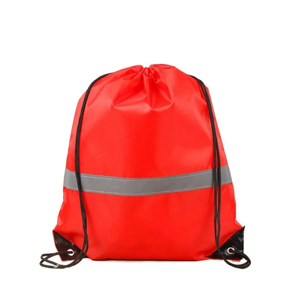 

Reflective Stripe Drawstring Gym Backpack Waterproof 210D Polyester Nylon Sports Shoulder Bag Portable All-Match Fitness Handbag