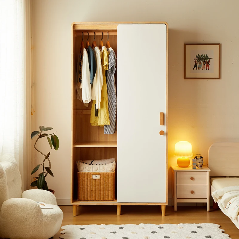 LMM all solid wood household bedroom sliding door small wardrobe small apartment wardrobe