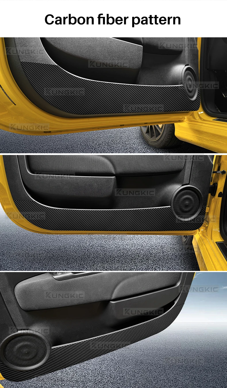 Tür-Trittschutzmatte für Fiat 500/500C 2008-2024/ 500E 2012-2019/ Abarth 595 695 2012-2024 LHD RHD Auto Carbon-Matte Zierleiste Zubehör – Detail 9