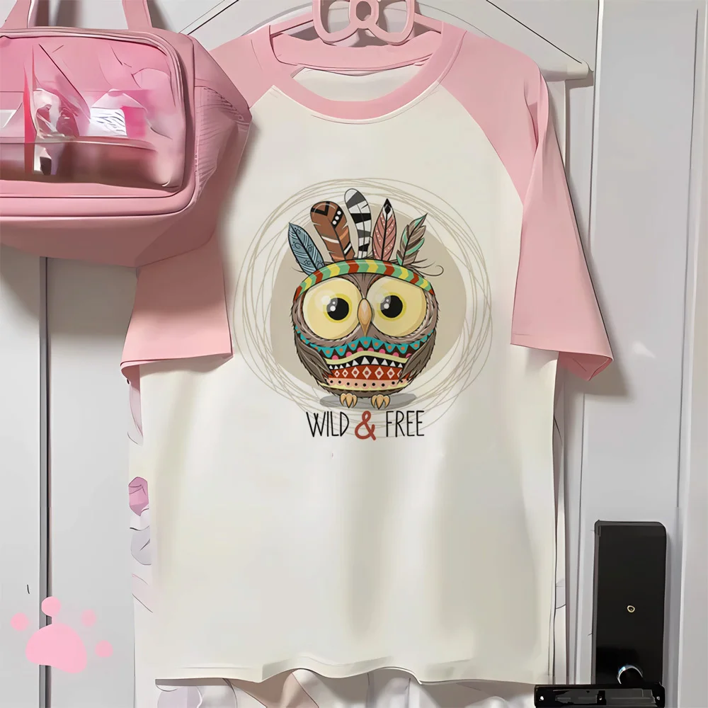 Owl t shirt girl aesthetic 80s Retro Classic Gothic Pastel tshirt Punk Breathable Graphic Gothic Psychedelic 2000s