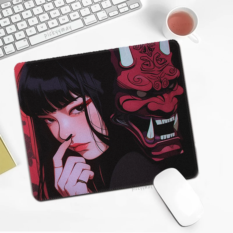 

Japanese Oni Mask Mousepad 20x25cm Gamer Mousepads Keyboard Mat Anime Girl Desk Mats Company Small Mouse Pad For Gift