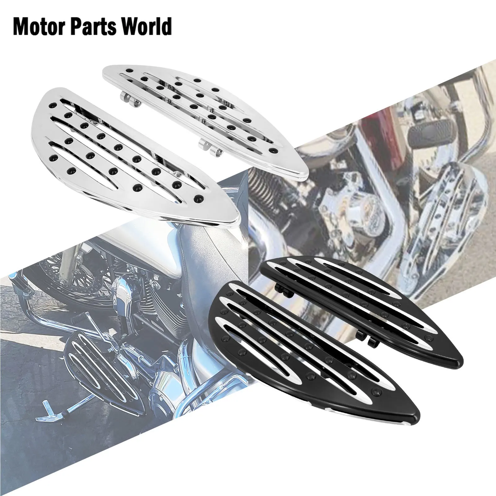 

Motorcycle Front Driver Floorboard Stretched Foot Pegs Pedal Black/Chrome For Harley Touring FLHR Electra Glide Dyna Softail FLT