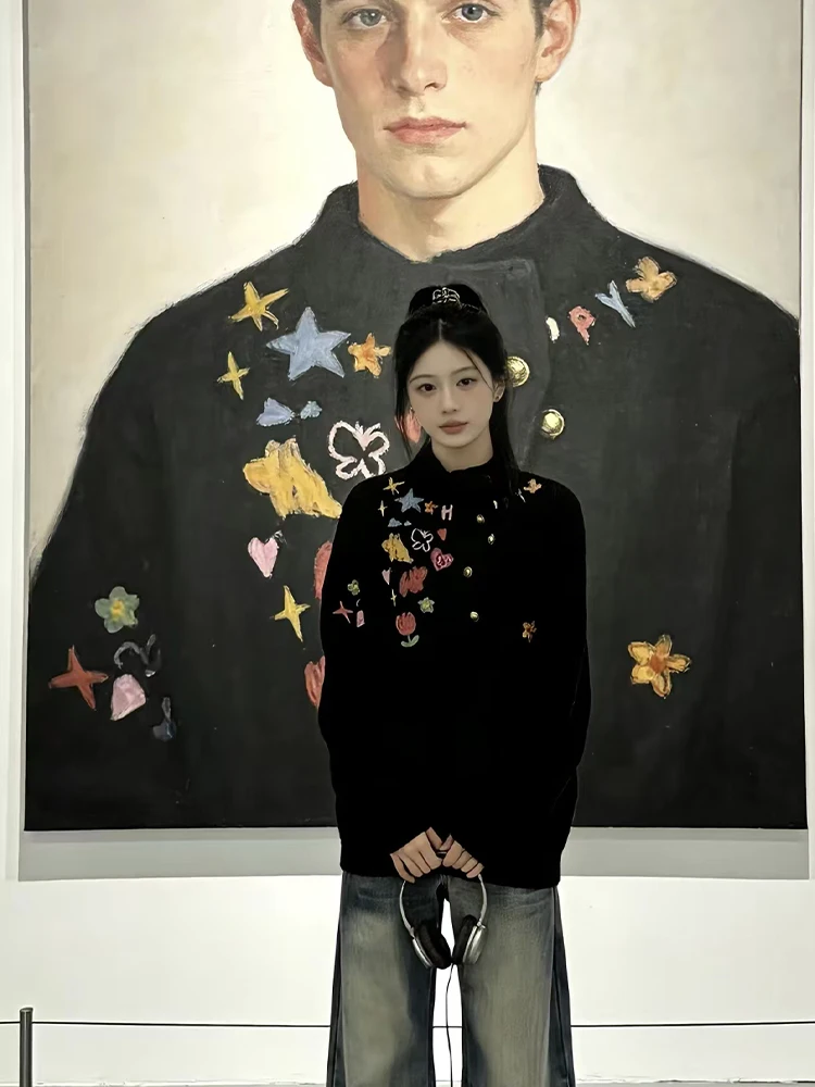 

Мужской зимний утепленный свитер Bla American Trendy Brand с принтом, высококачественный, с открытым дизайном, вязаный, повседневный, для ношения под одеждой