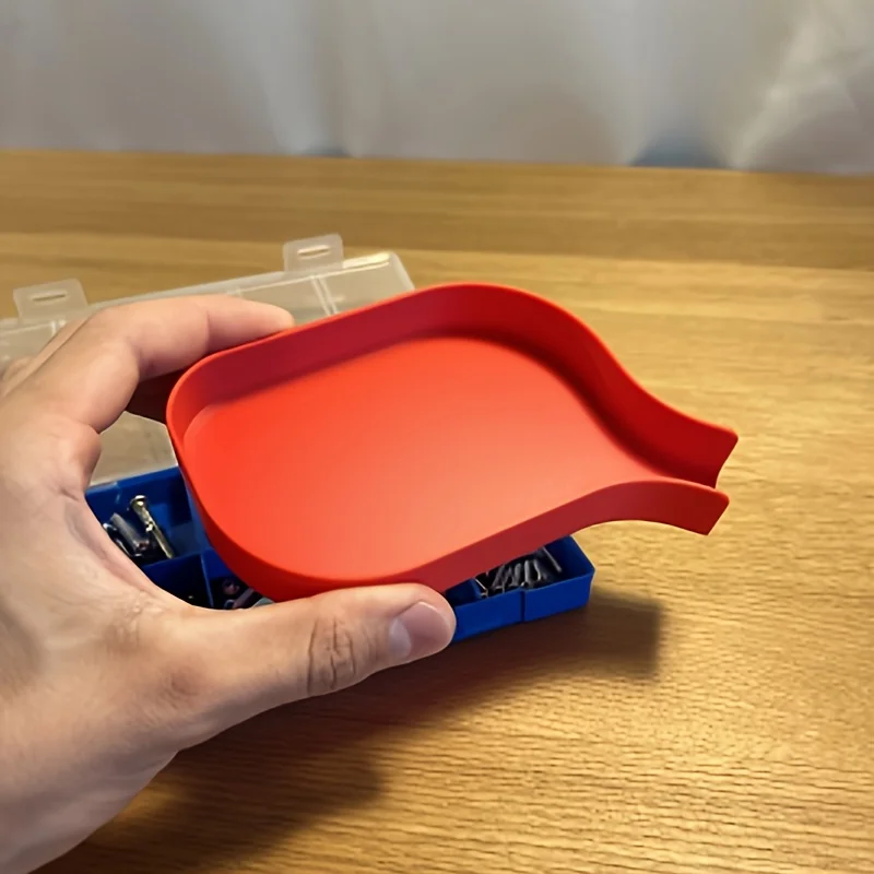 Durable Plastic Funnel Tray with Barrier Plug Anti Slip Small Parts Tools Tray Dispensing Organizer Small Items Storage