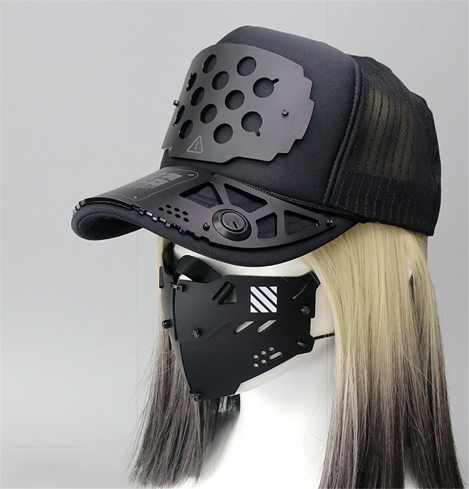 Multifunction Punk Techwear Baseball Cap Men Women Hip Hop Tactical Hat Halloween Cosplay Costumes Accessories