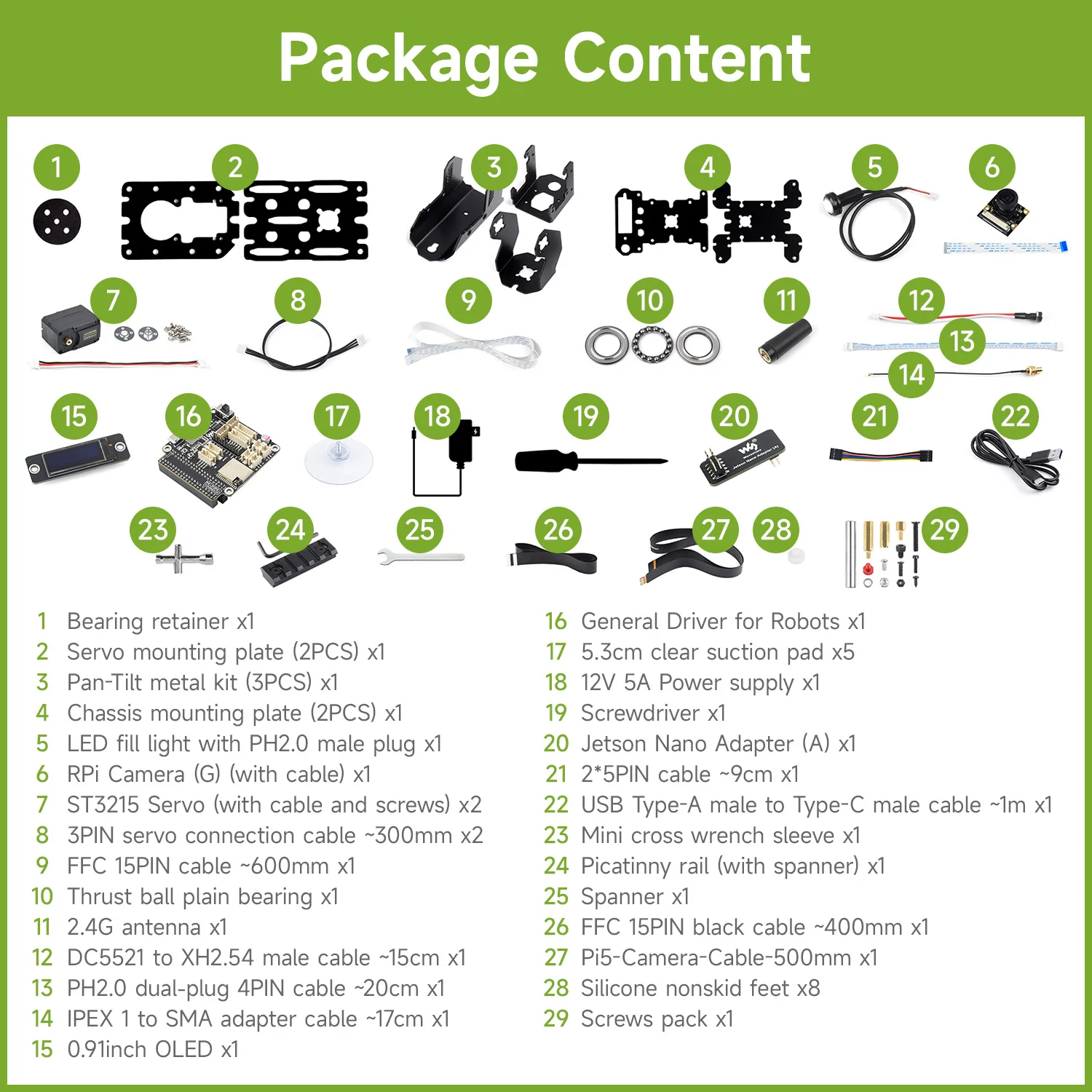 Waveshare 360° Omnidirectional High-Torque 2-Axis Expandable Pan-Tilt Camera Module, Driven By Serial Bus Servos