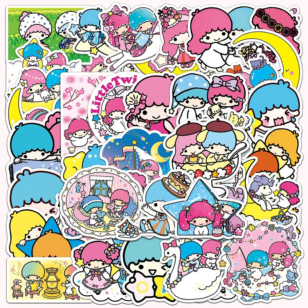 10/30/50pcs Cute Little Twin Stars Cartoon Stickers for Kids Girls Waterproof Kawaii Girls Decals Graffiti Guitar Luggage Phone