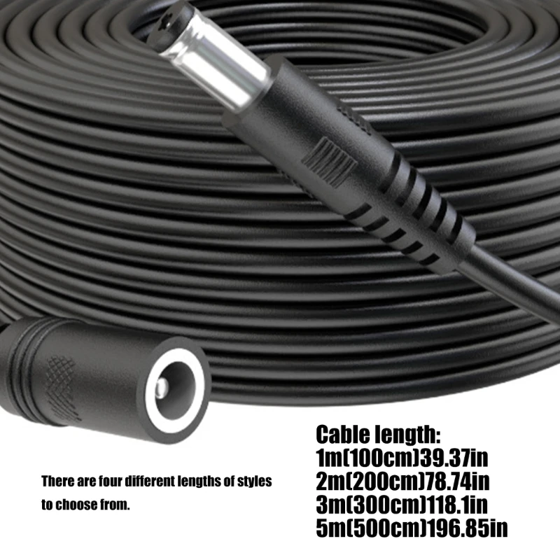 1pc 100-500cm Security Camera Power Cord 5.5mmx2.1mm male to female Power Extension Cable for Wifi Security Camera