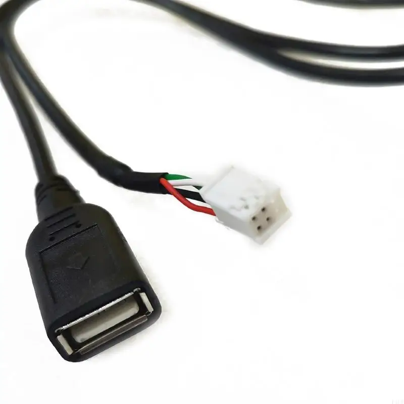 F1CF 2pcs Car Stereo USB Port Panel Extension Cable Adapter 4Pin+6Pin Connector