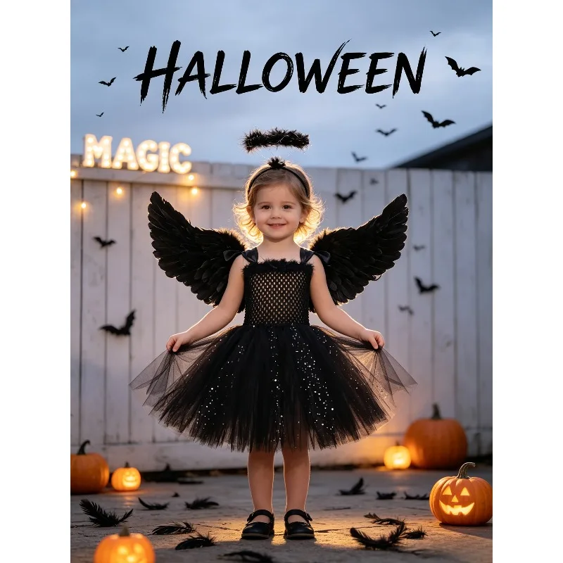 Dark Angel Devil Role Play Dress, Halloween Birthday Party Costume, Stage Performance Cosplay Outfit for Festive Show Costume view 6
