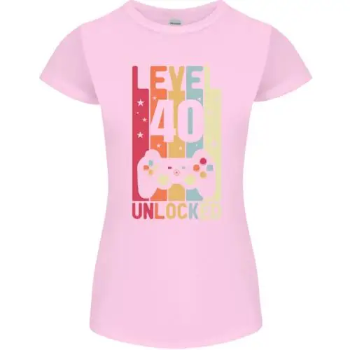 40th Birthday 40 Year Old Level Up Gamming Womens Petite Cut T-Shirt