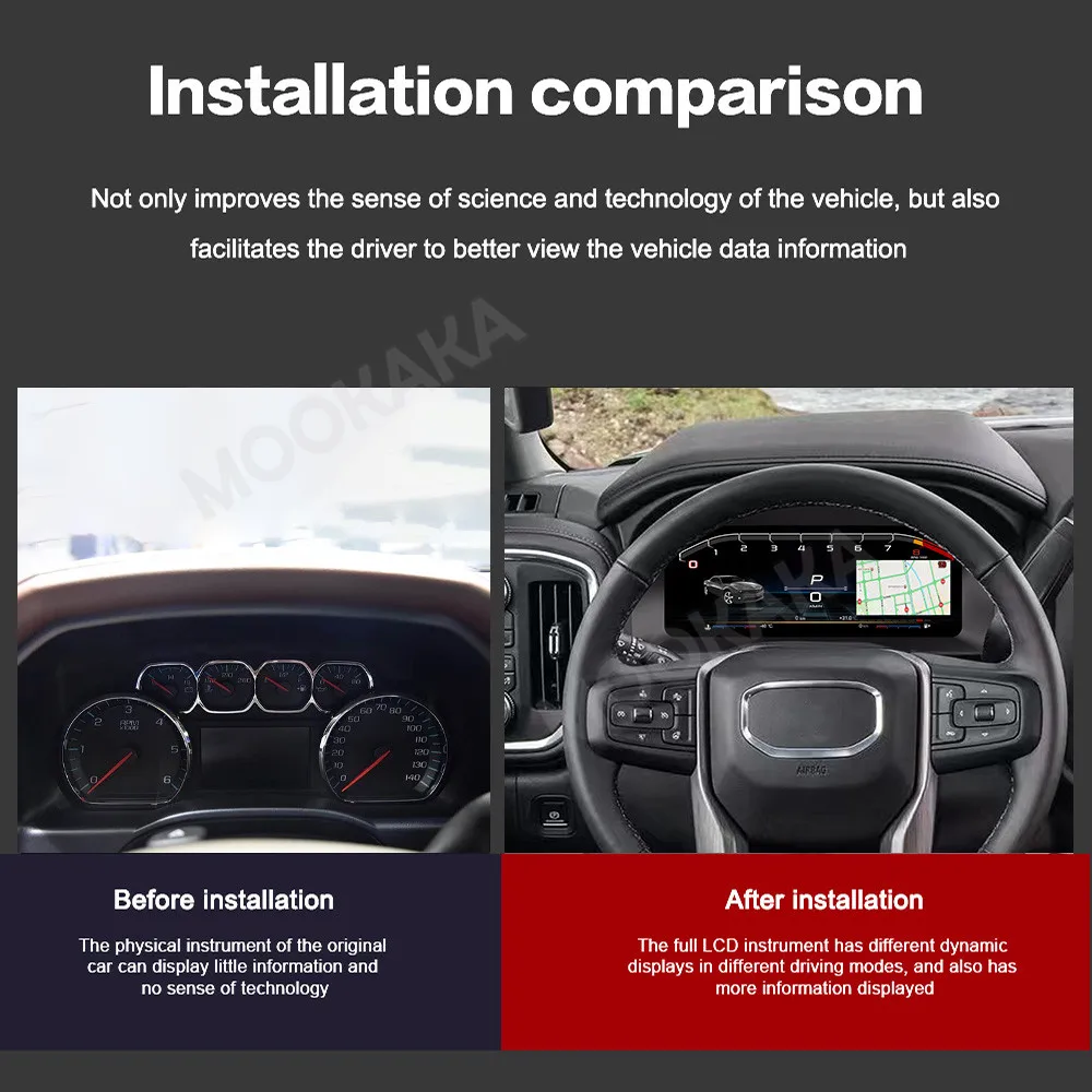 

For Chevrolet Silverado 2019-2023 Car LCD Dashboard Digital Cluster Virtual Cockpit Instrument Speedometer Multifunctional