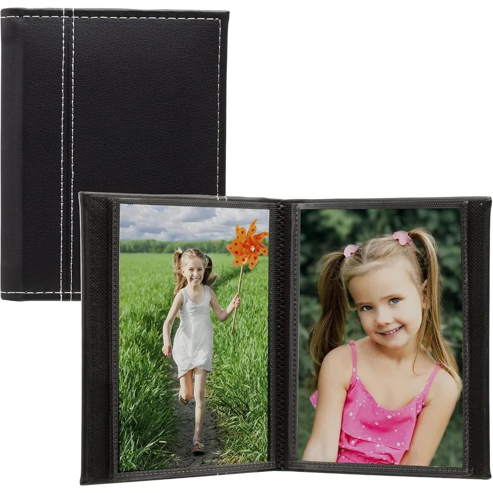 

4x6 Black Photo Album with White Stitching - Holds 24 Photos