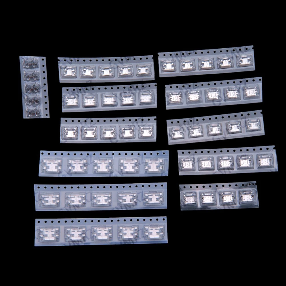 12values 60PCS USB female socket all-copper Micro USB 5P socket all-copper 5PIN