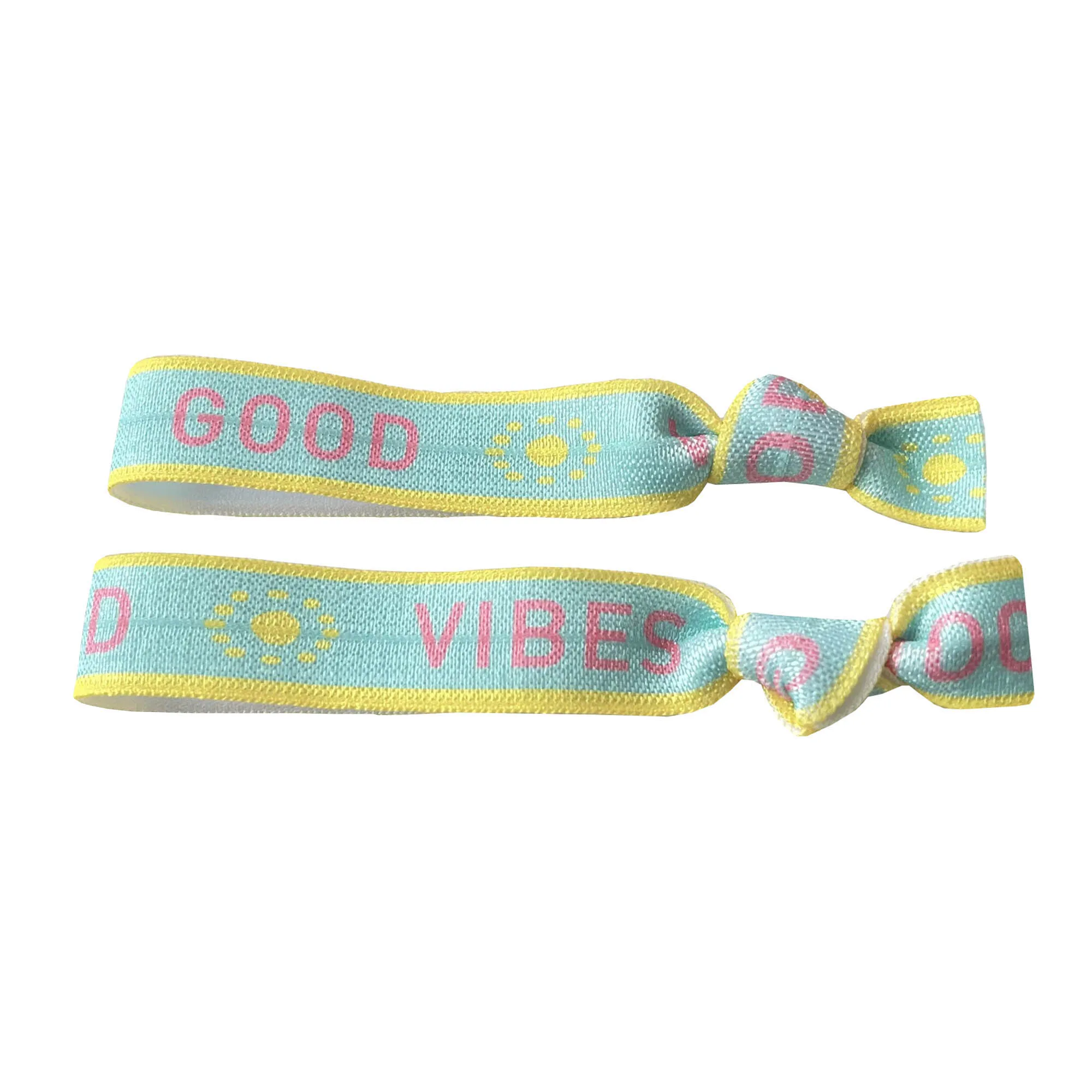 100 Stück Happiness AMOUR LABELLE geknotetes Haargummi-Armband Good Vibes Carpe Diem Love Print Pferdeschwanzhalter Gummiband-Armband – Detail 9