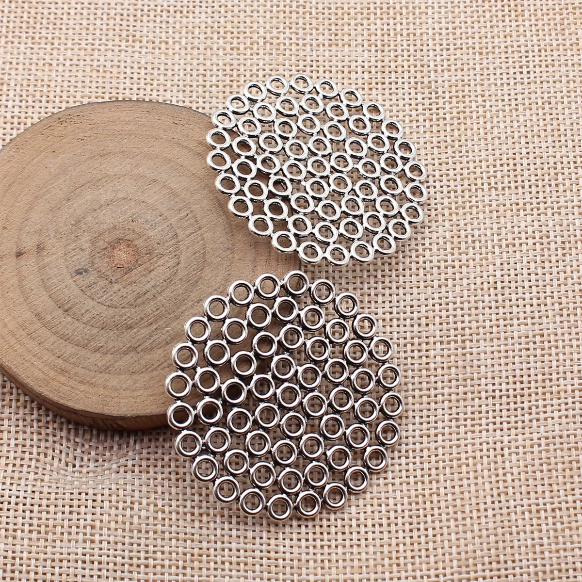 5pcs 45x45x1.4mm Antique Silver Color Hollowed-Out Circular Plate Connector Zinc Alloy DIY Jewelry Findings Bulk