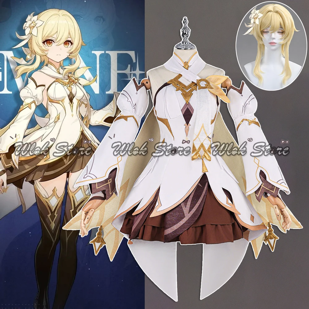 

Костюм для косплея Genshin Impact Traveler Lumine: Новый образ «Небо и Земля воссозданы с нуля» для женщин, наряд для Хэллоуина