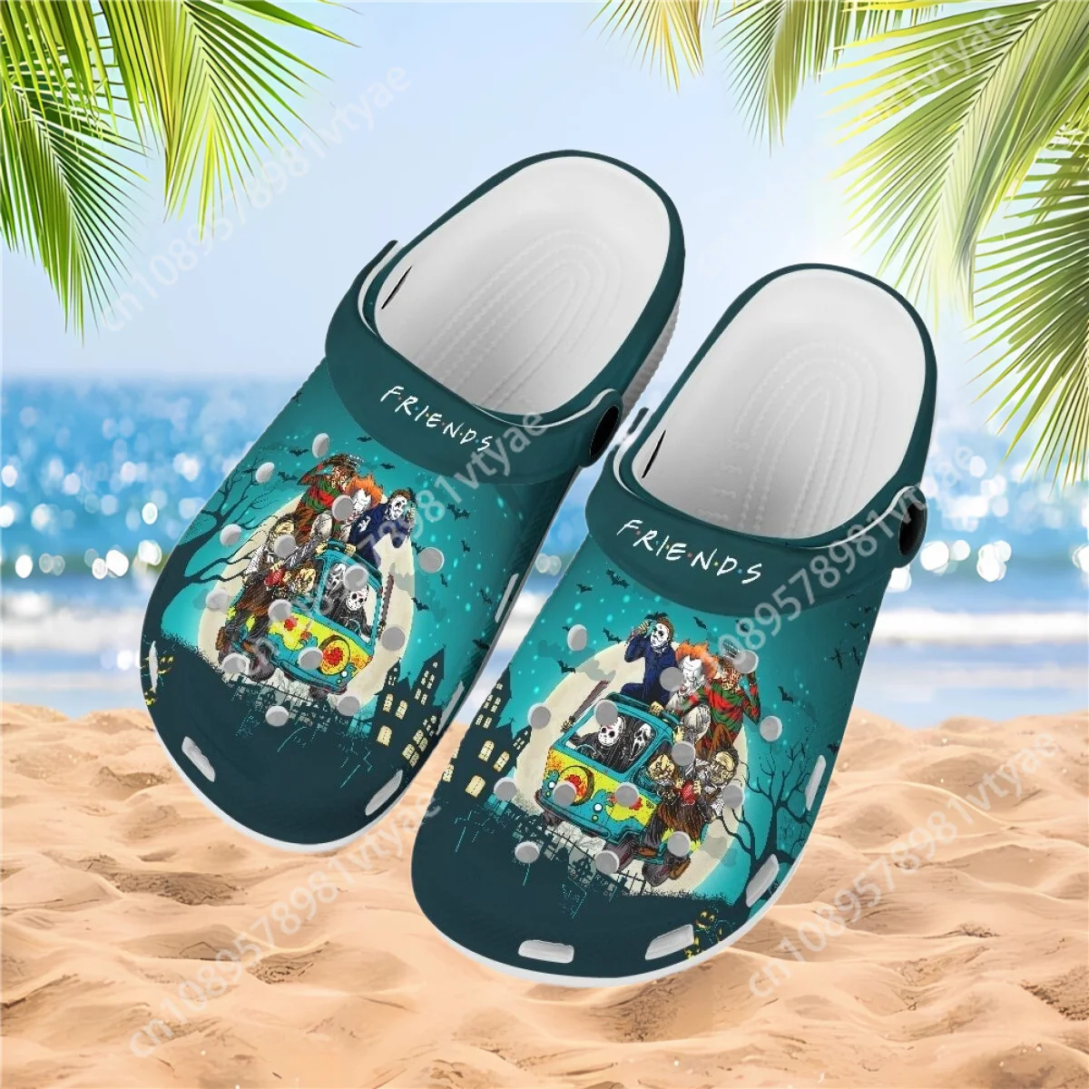 Custom Summer Beach Slippers Women Men Water Hole Shoes Presonality Voorhees Myers Friends Beach Slipeprs Unisex Flats Hot