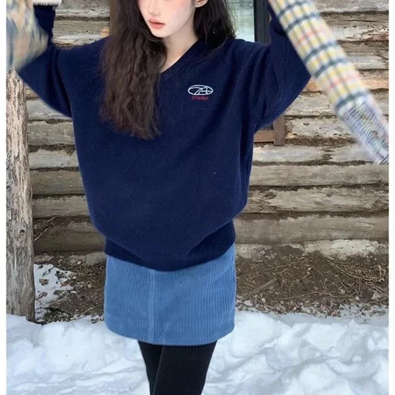 Elegant Korean Style Corduroy Skirts Sweet Retro Casual Mini Skirt High Waist Autumn Winter Short Skirts Streetwear