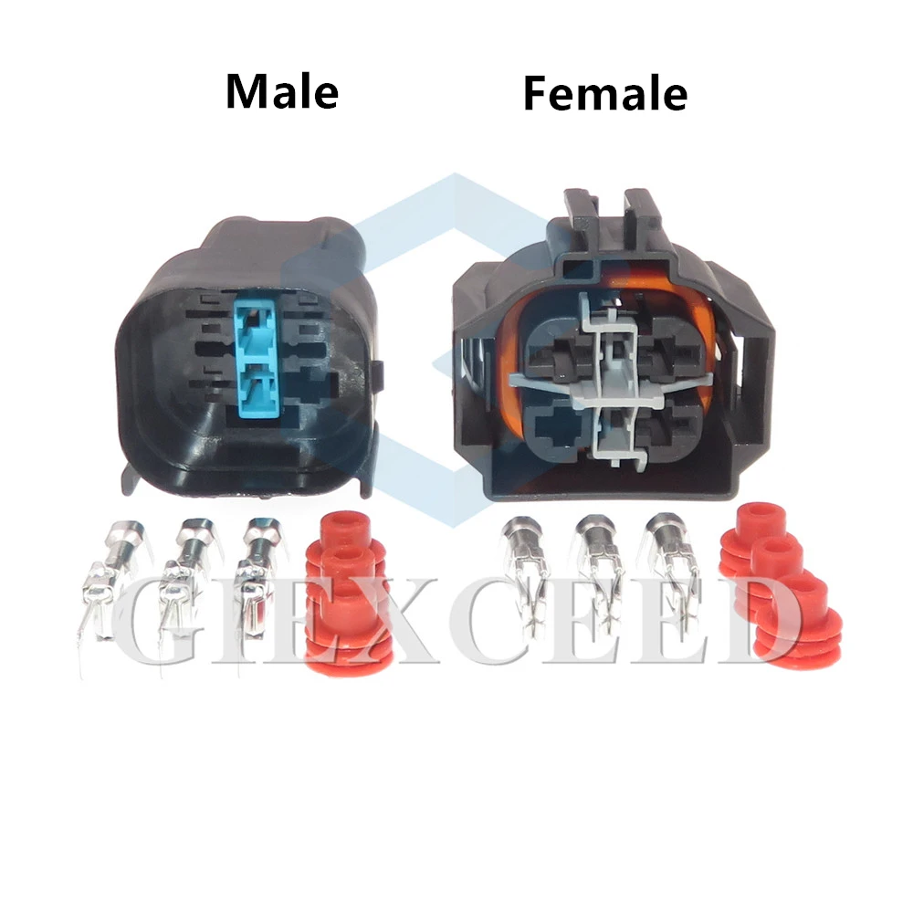 2 Sets 3 Pin AC Assembly Automobile Electronic Fan Plug Car Large Current Socket Auto Wires Connector For BMW X1 X3 E90 E92 F18
