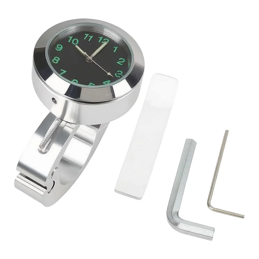 Electric Motorcycle Handlebar Clock Waterproof Aluminum Material Luminous Display Fits Most Handlebars 7/8 to 1