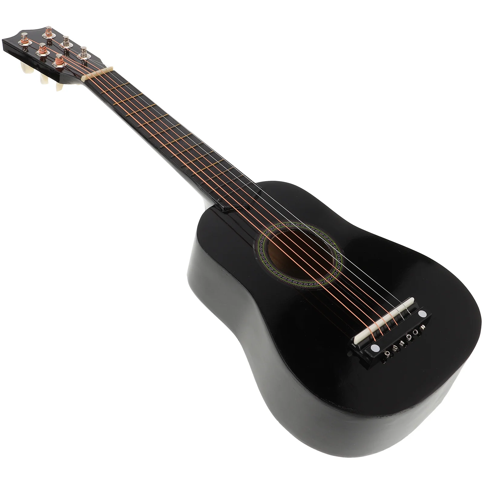 21 Inch Wooden Acoustic Guitar For Kids Children Beginners Portable Musical Instrument Black Color Smooth Action Elastic String