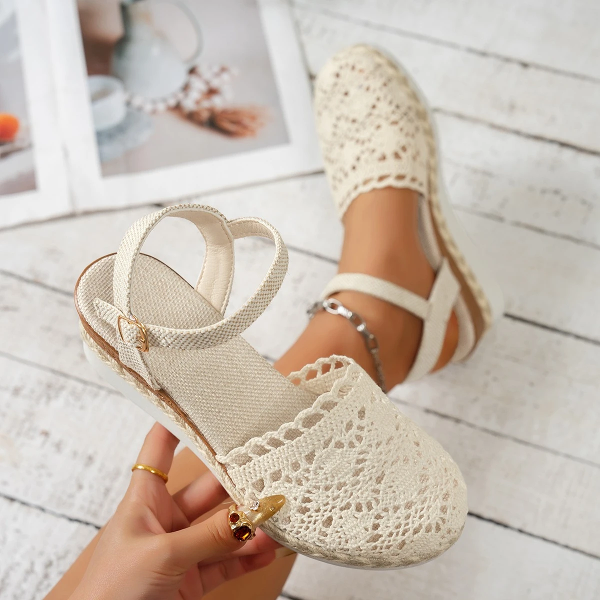 Women Sandals 2025 Summer New Fashion Canvas Wedge Sandals Espadrilles Fashion Platform Casual Woman Sandals Zapatos De Mujer