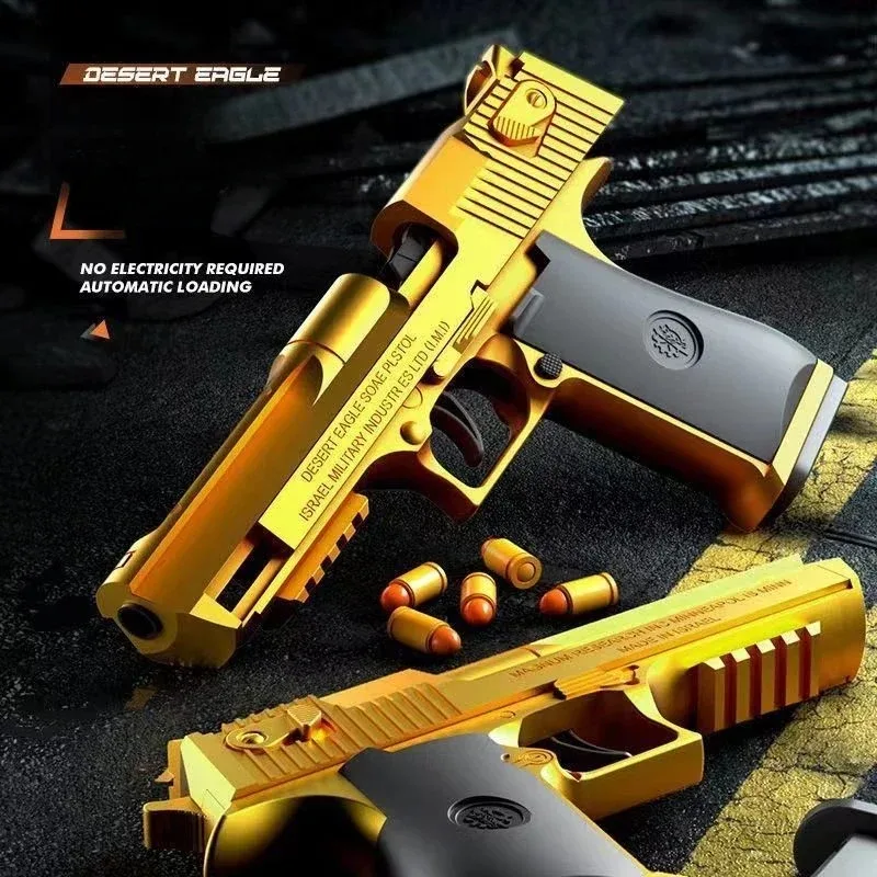 Desert Eagle-pistola de juguete de fuego continuo mecánico para niños, eyección de carcasa Airsoft, Arma de bala suave para exteriores, regalo