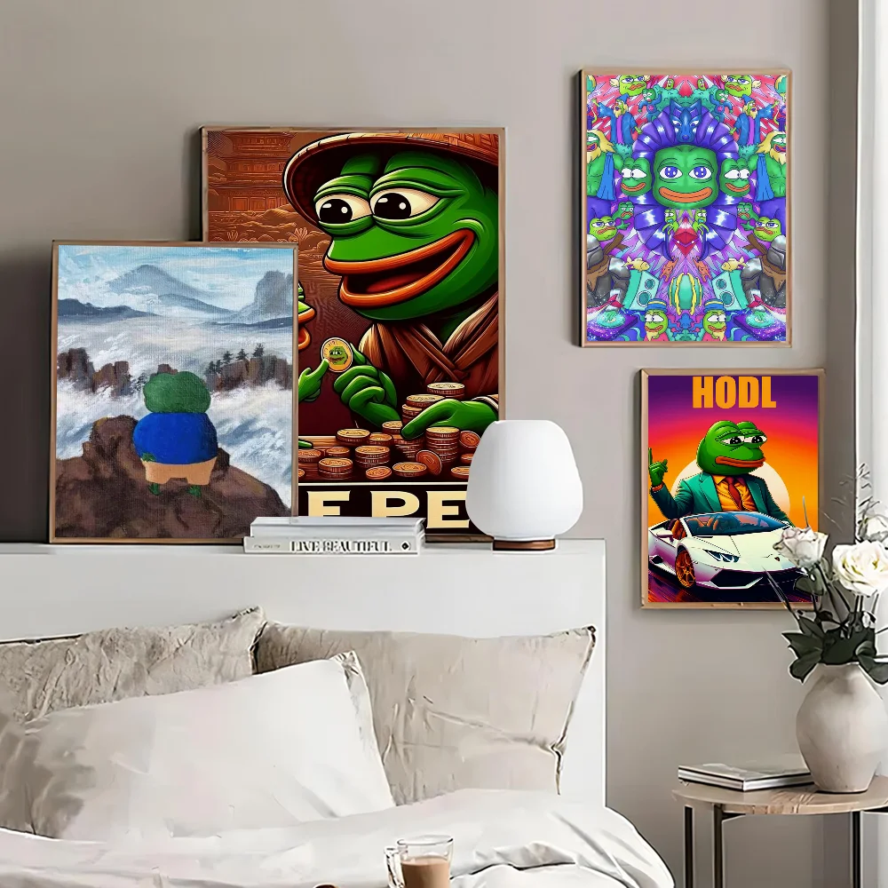 

Sad Frog Pepe Poster Self-adhesive Art Poster Whitepaper Prints Posters Artwork Aesthetic Art Wall Painting